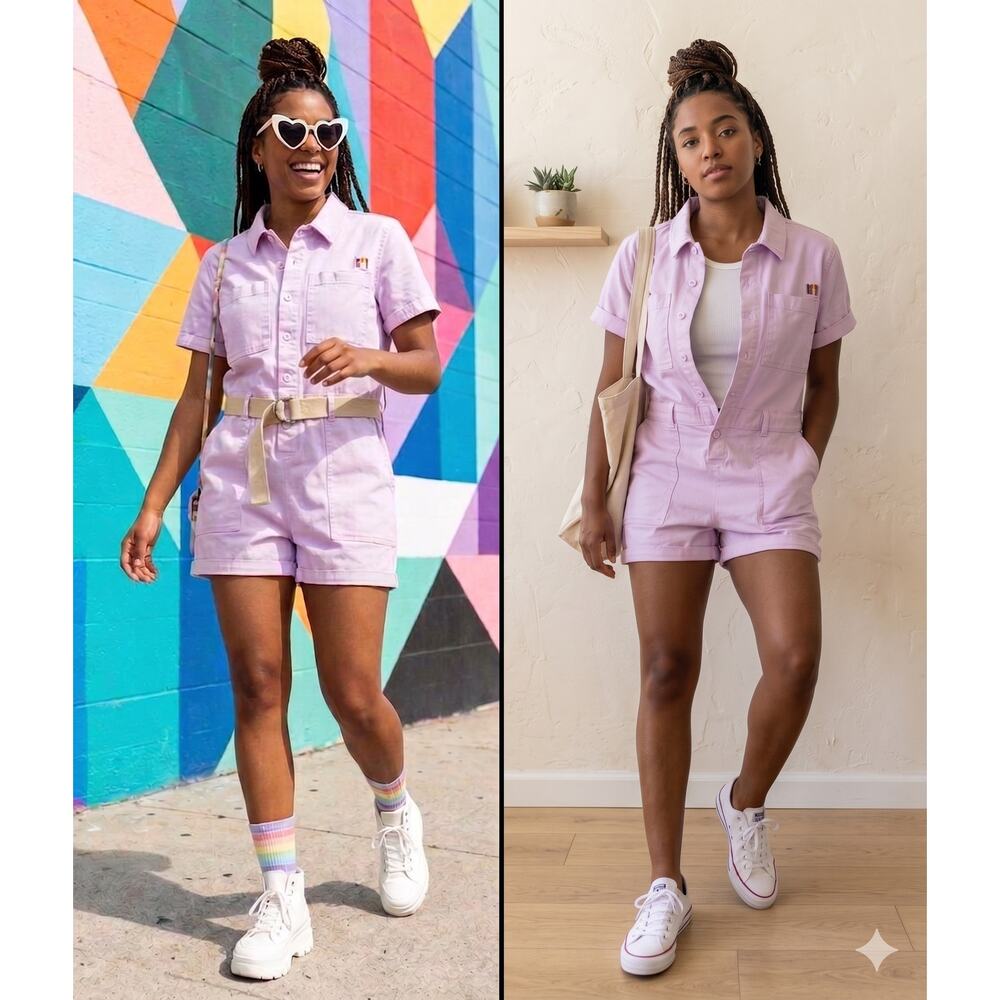 Target Pride XXL Romper Lavender Purple Denim Utility Boiler Suit Jumpsuit Patch